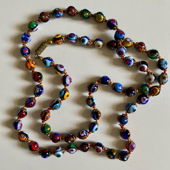 VTG Italian Murano Millefiori Glass Necklace - Picture 6 of 9